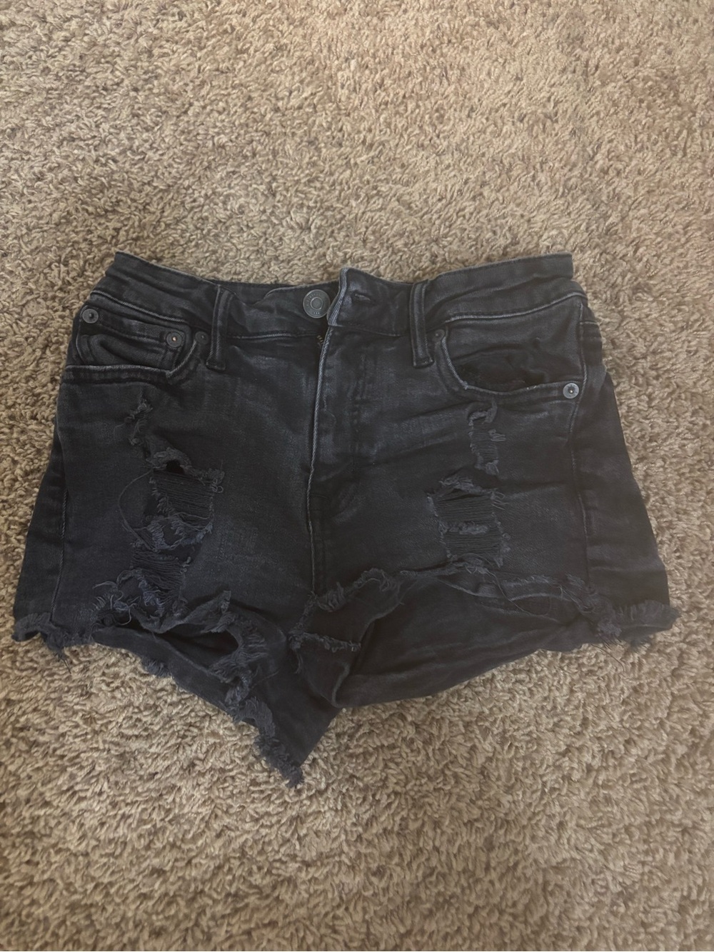Aeropostale Black High-Rise Distressed Jean Shorts